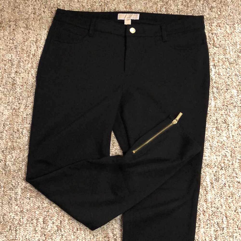 Michael Kors Black Ponte pant w/Gold ankle zipper